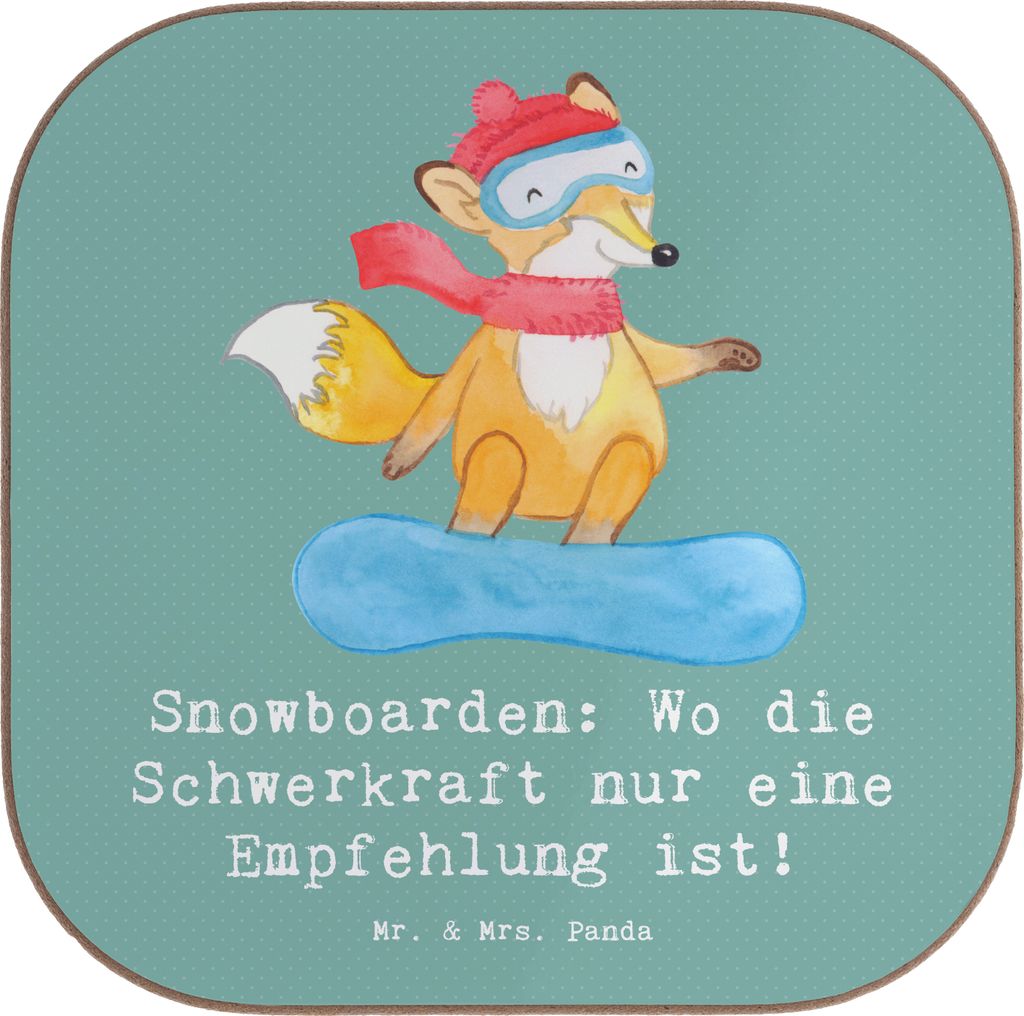 Mr. & Mrs. Panda Untersetzer für Gläser Snowboarden Freiheit - Meeresbrise - Geschenk, Sportler Geschenke, Coaster, Snowboard-Fans, Wintersportar...
