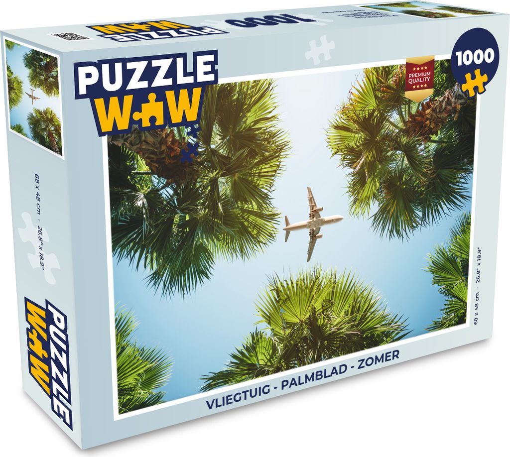 MuchoWow Puzzle 1000 Teile Flugzeug - Palmenblatt - Sommer - Erwachsene - Rätsel