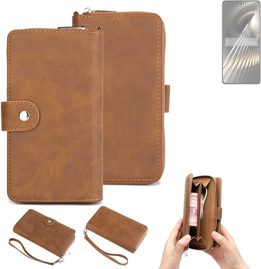 K-S-Trade Handyhülle Schutzhülle kompatibel mit Xiaomi Redmi Turbo 3 & Portemonnee Tasche Handytasche Case Etui Geldbörse Wallet braun (1x)