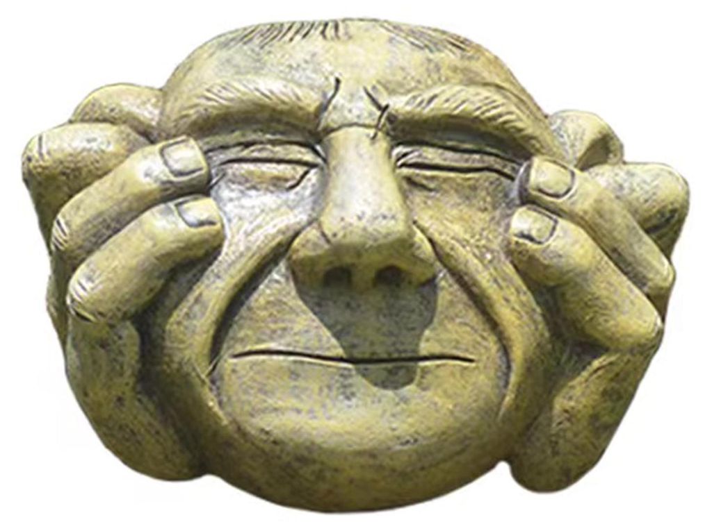 Lustige Baumgesicht-Statue für den Außenbereich: „Nicht hören, nicht sehen, nicht sprechen“. Gartendekoration für Bäume, Mauern, Zäune un...