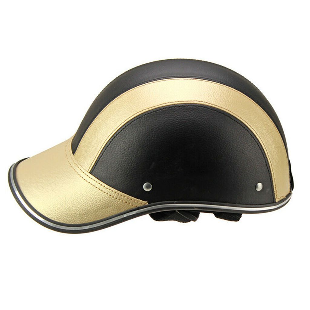 Schwarz Gold Baseball Cap Motorrad Fahrradhelm Anti-UV Safe Hut Visier 