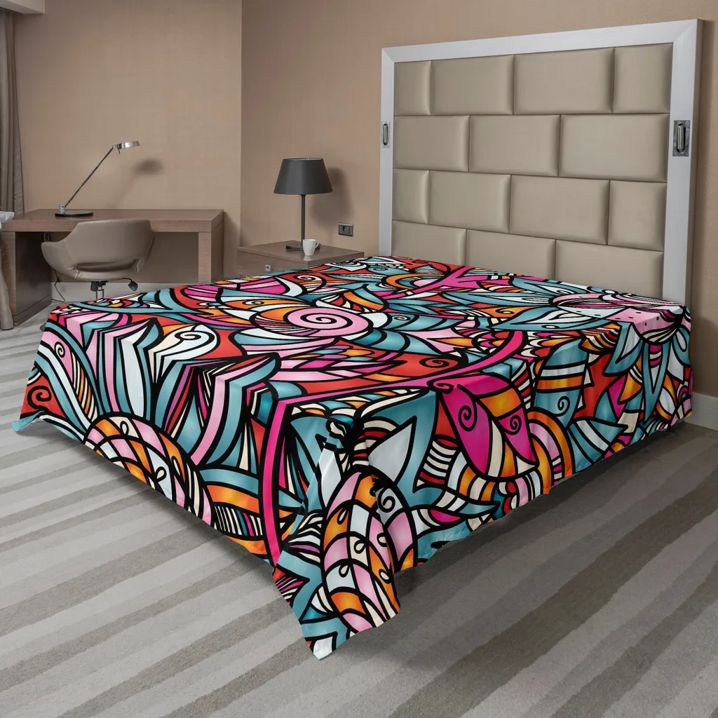 Drap de lit décoratif abstrait pour chambre moderne grand lit 260x228