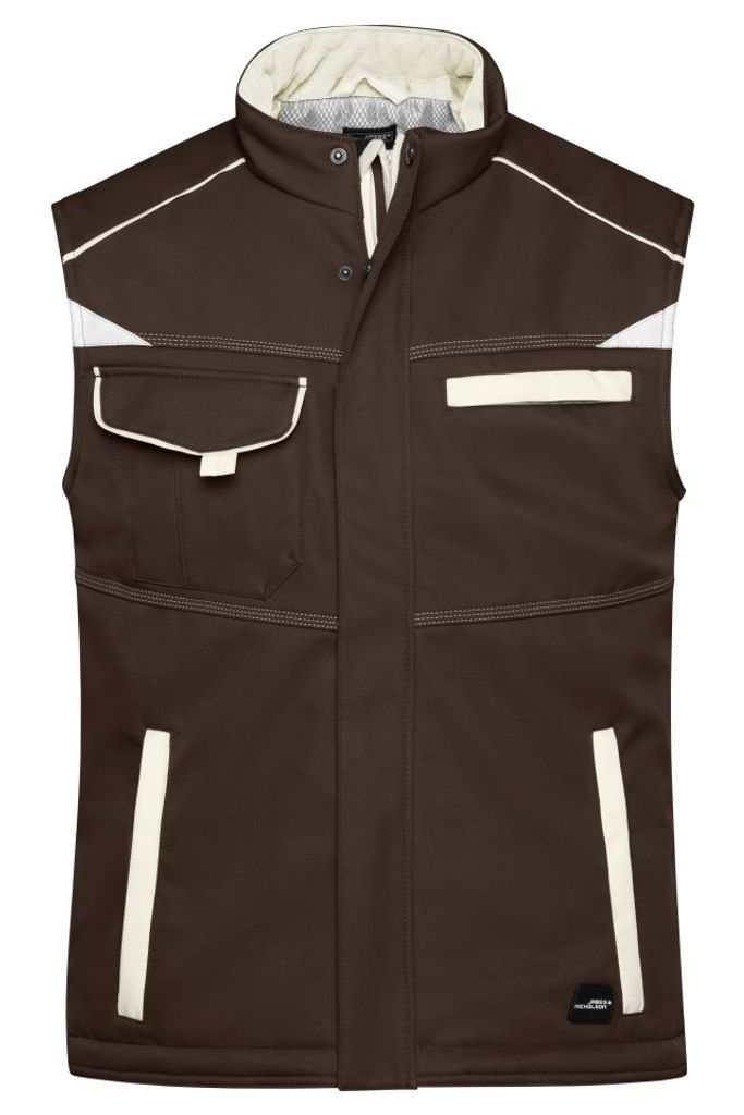 Workwear Softshell Padded Vest - COLOR - brown/stone, Gr. S