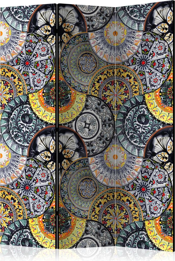 3-teiliger Einseitiger Vlies Paravent - Painted Exoticism 135x172 cm Blumen o-C-0001-z-b