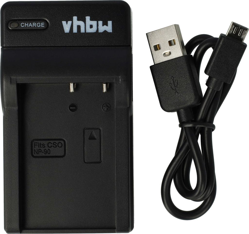 vhbw USB-C Ladegerät kompatibel mit Casio Exilim EX-H20G, EX-H10, EX-FH100, EX-H15 HI-Zoom Kamera Camcorder - Ladeschale + USB-C Kabel Ladeanzeige
