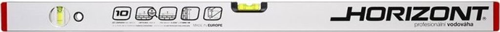 A close-up view of a spirit level with various icons and the brand name visible.