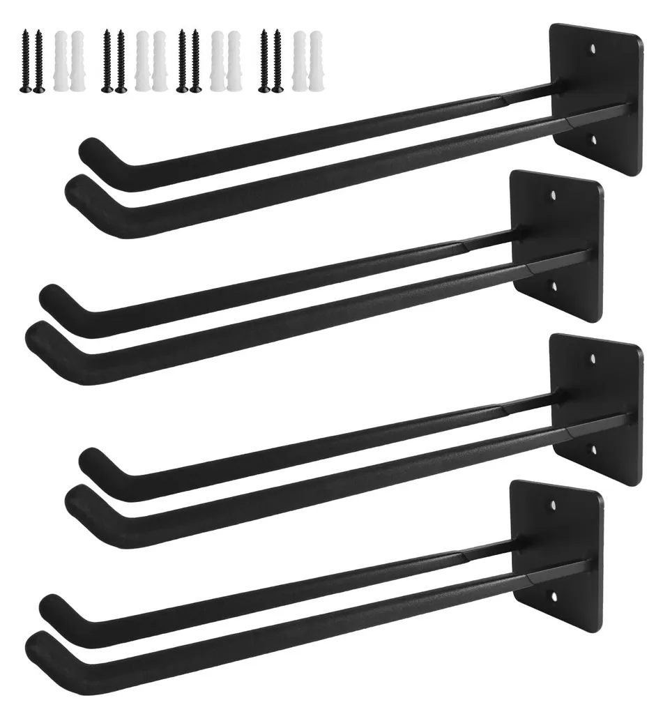 Support mural pneu garage lot de 4 crochets 31,5 cm charge 80 kg