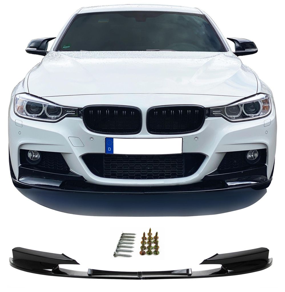 Für BMW 3er F30 F31 mit M-Paket Spoiler Lippe Frontspoiler mit ABE SCHWARZ GLANZ in der Farbe SCHWARZ von Jom Car-Parts GmbH