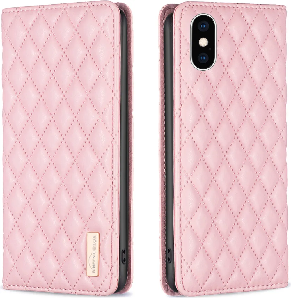 Cover iPhone XS Max in Pelle Rosa: Custodia a Libro Sottile e Chic