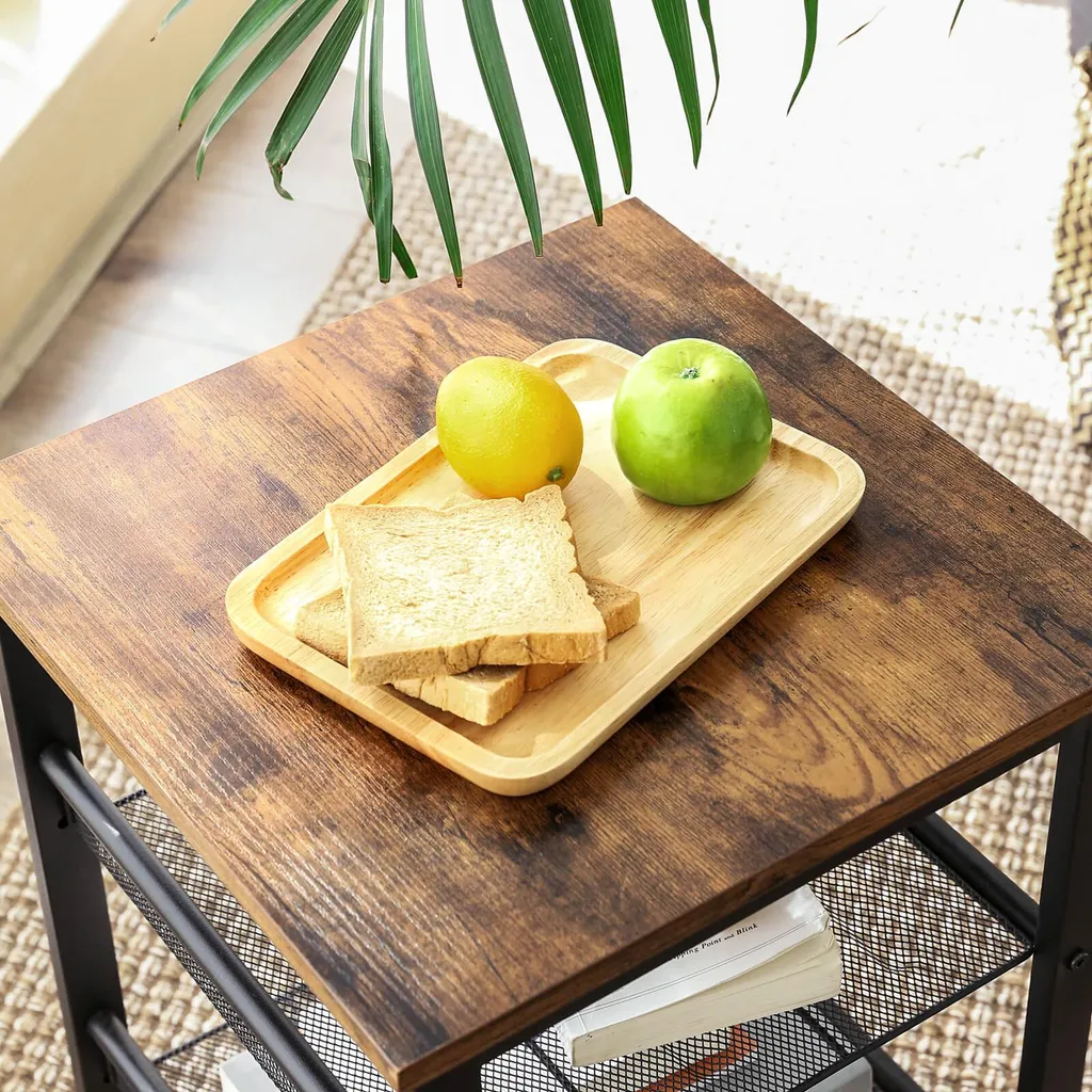 Table d'appoint avec 2 compartiments 40x40x55 cm look industriel noir