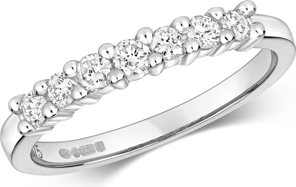 Funkelndes Feuer 9 Karat (375) Weißgold Halb Eternity Diamant Damenring Brillant-Schliff 0.33 Karat H - PK1, 57 (18.1); TRS317359KWRSP