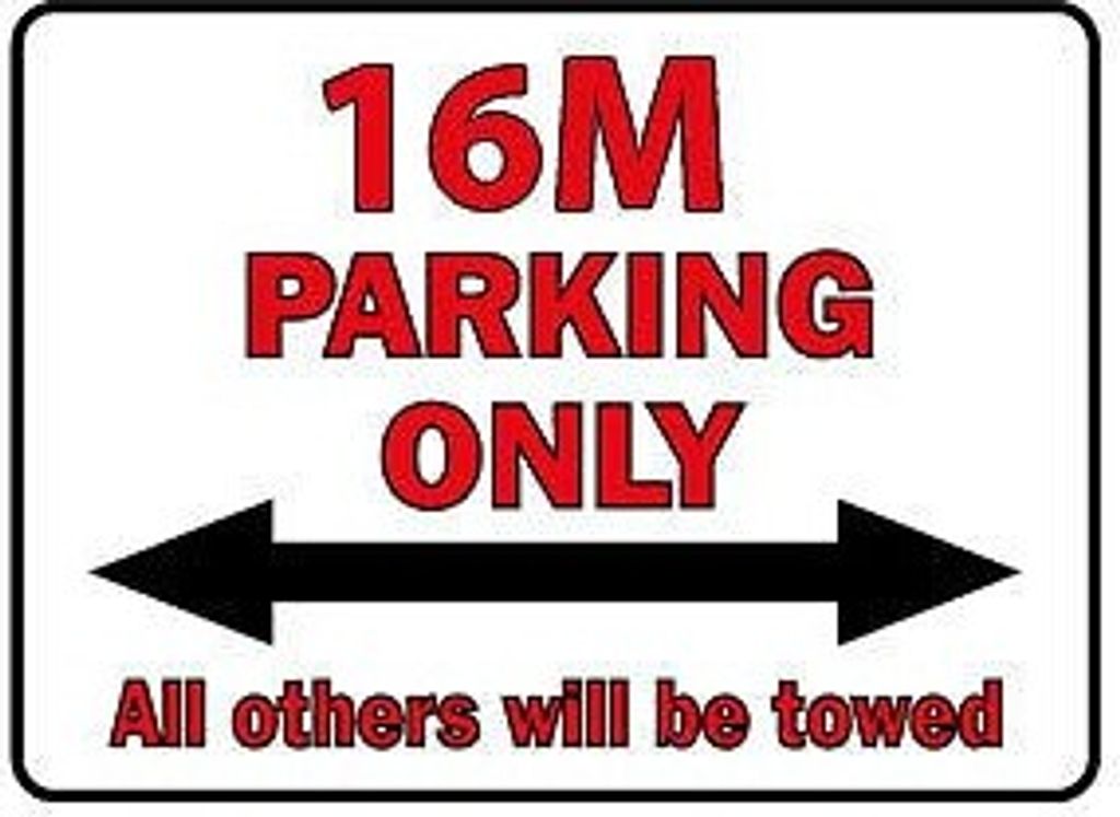Schild aus Kunfststoff - Parkschild - 16 M Parking only - Gr.ca.40 x 30 cm - 303066