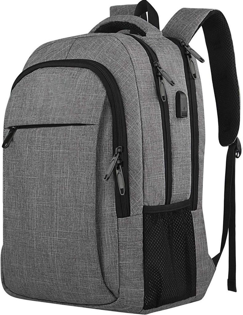OKWISH Laptoprucksack Laptop Rucksack Wasserbeständig Laptoptasche für 17 zoll Laptop mit USB-Anschluss,Anti-Diebstahl,Backpack mit Laptopfach,Grau