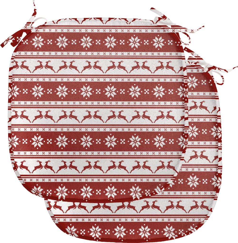 ABAKUHAUS Weihnachten Polster für Esszimmerstühle, skandinavisch, Dekoratives wasserfestes Kissen mit Riemen für Küchensitze, 40 cm x 40 cm-2er...