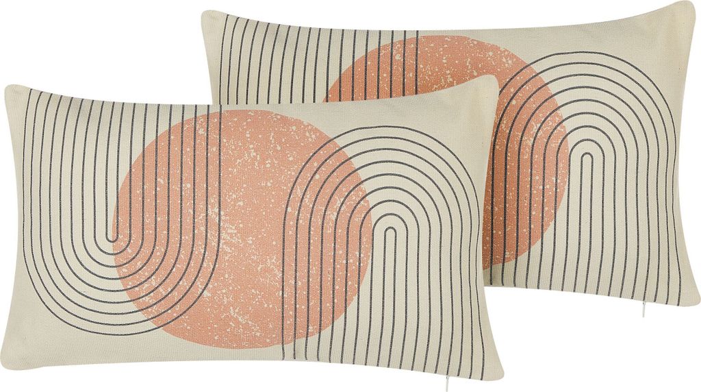 BELIANI Dekokissen 2er Set Mehrfarbig Baumwolle / Polsterbezug geometrisches Muster 50 x 30 cm Wohnzimmer Salon Schlafzimmer Modernes Design