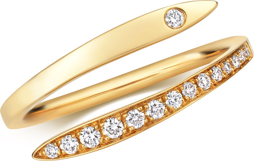 Modischer 18 Karat (750) Gold Damen - Diamant Kreuz über Ring / Ring gekreuzt Brillant-Schliff 0.14 Karat G - VS, 54 (17.2); TRS2126418KYRSN