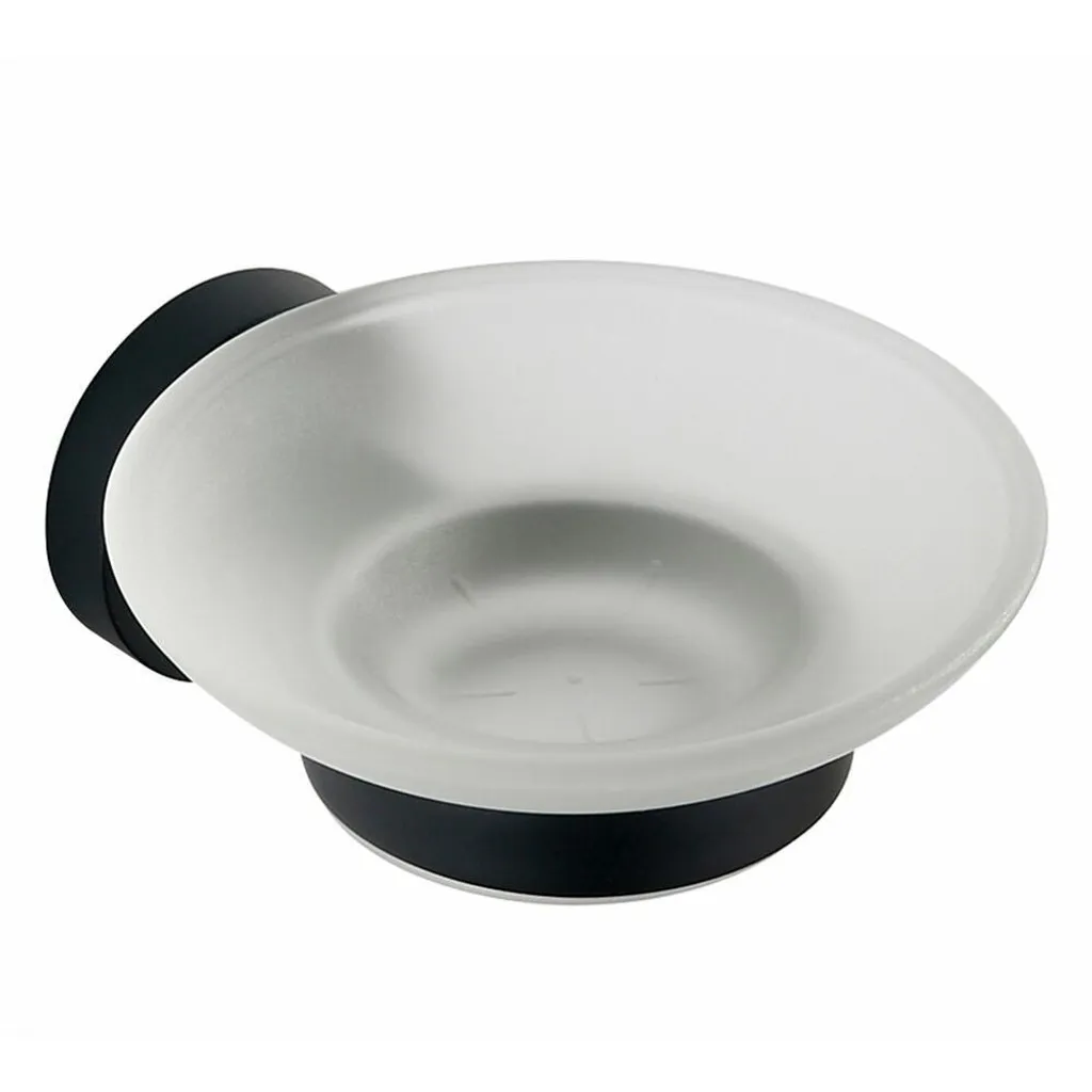 Portasapone SAMBA Nero Opaco e Vetro Satinato - Stile Minimal