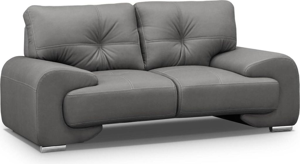 2-Sitzer Sofa Maxime Lux mit bequemer Sitz Zweisitzer mit Wellenfedern Couch aus Kunstleder im modernes Design, Stoff: vega 88 - grau