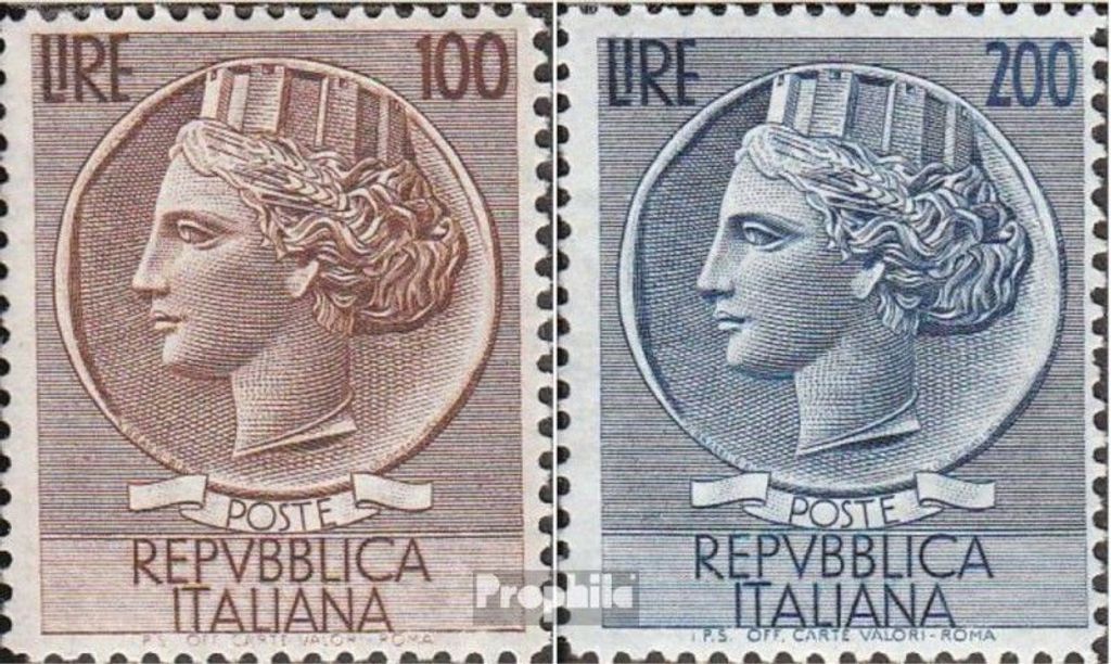 Briefmarken Italien 1954 Mi 920A-921A (kompl.Ausg.) Wasserzeichen Flügelrad postfrisch Freimarken