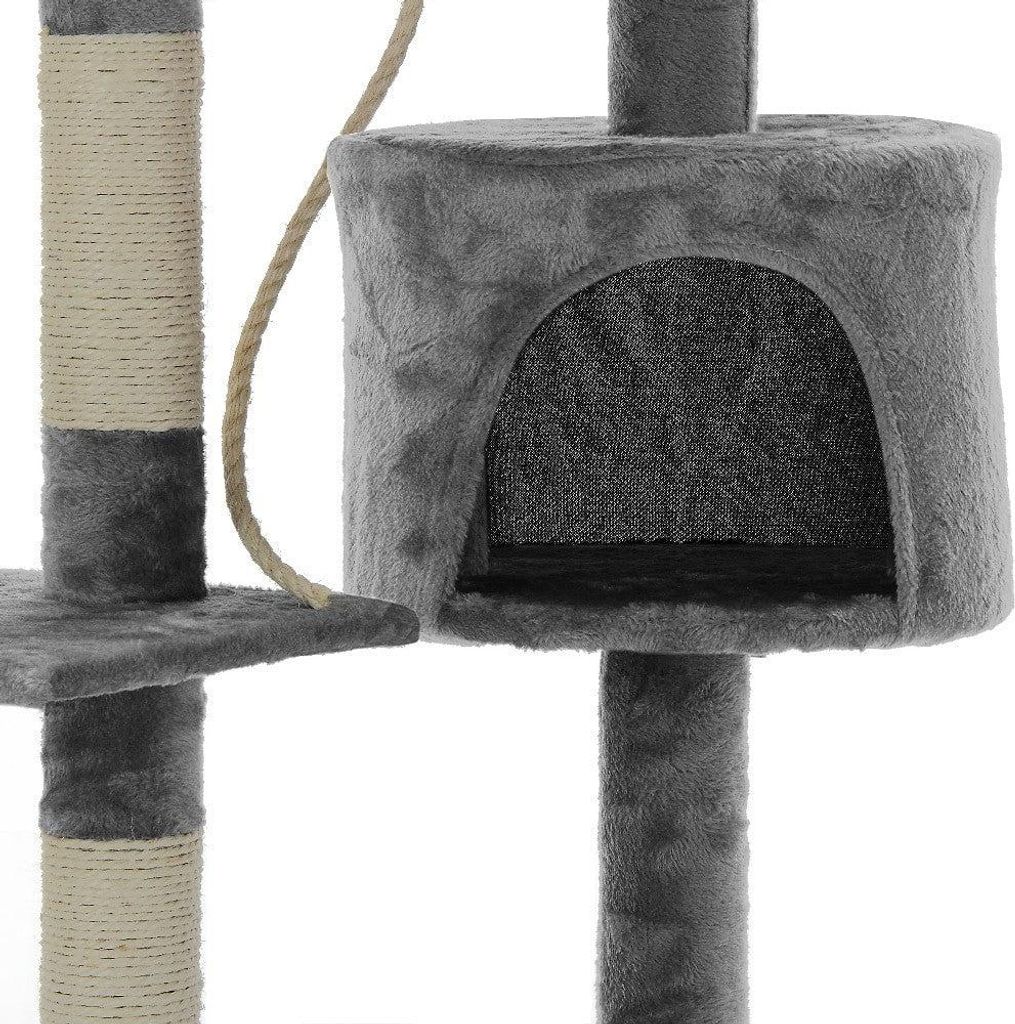 Katzenkratzbaum mit 3 Plattformen und Höhle, Hellgrau