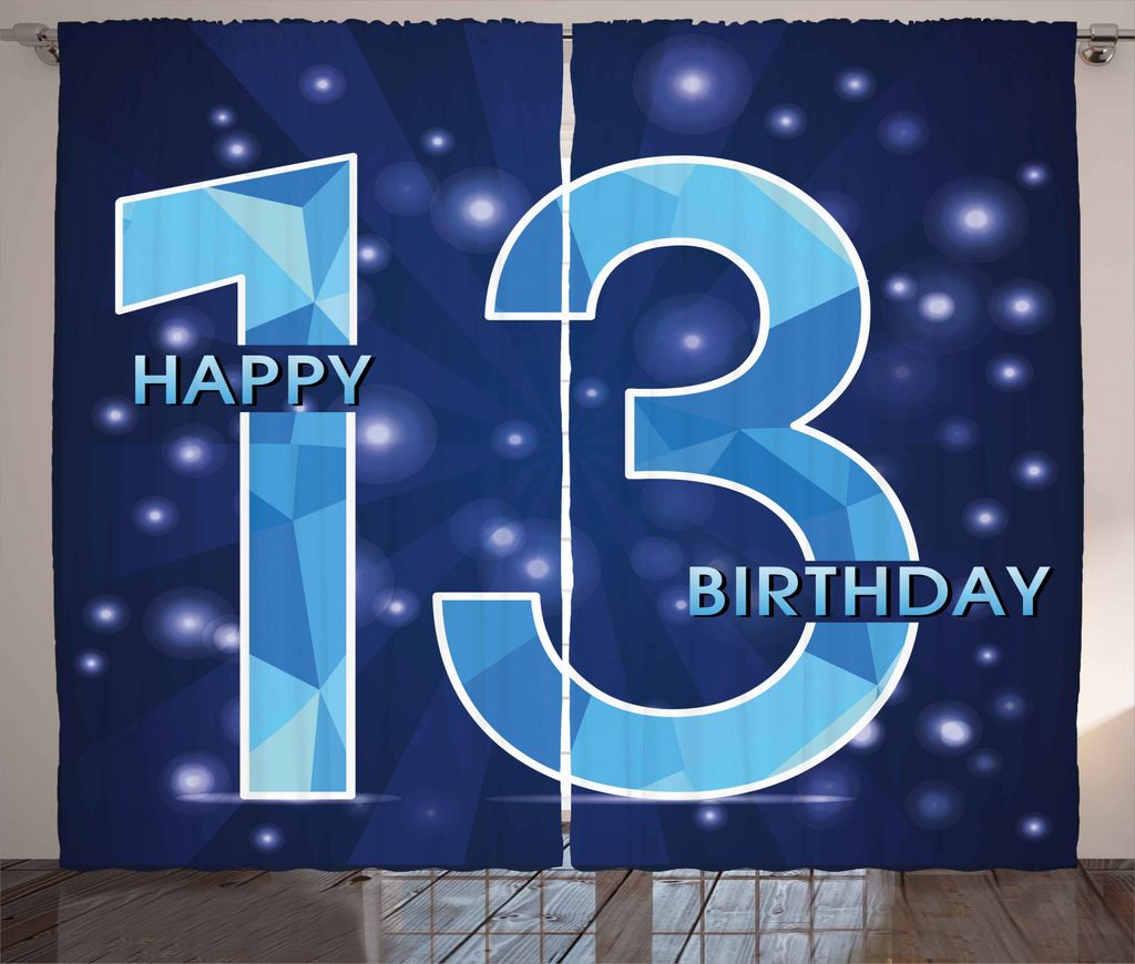 ABAKUHAUS Blau Rustikaler Gardine, Polygoneffekt Sterne, Schlafzimmer Kräuselband Vorhang mit Schlaufen und Haken, 280 x 245 cm, Dunkelblau Hellblau