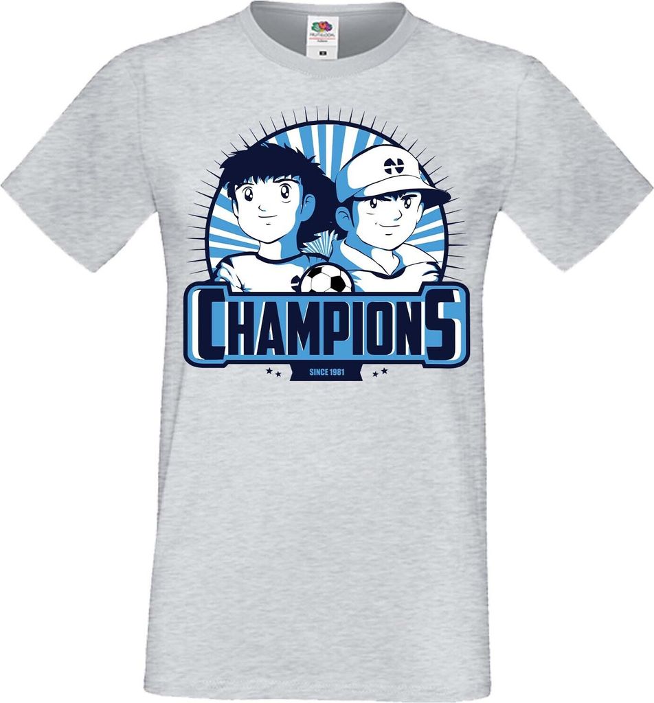 Herren T-Shirt Manga Anime Captain Tsubasa 01 Captain Tsubasa, Man 3XL / Grau
