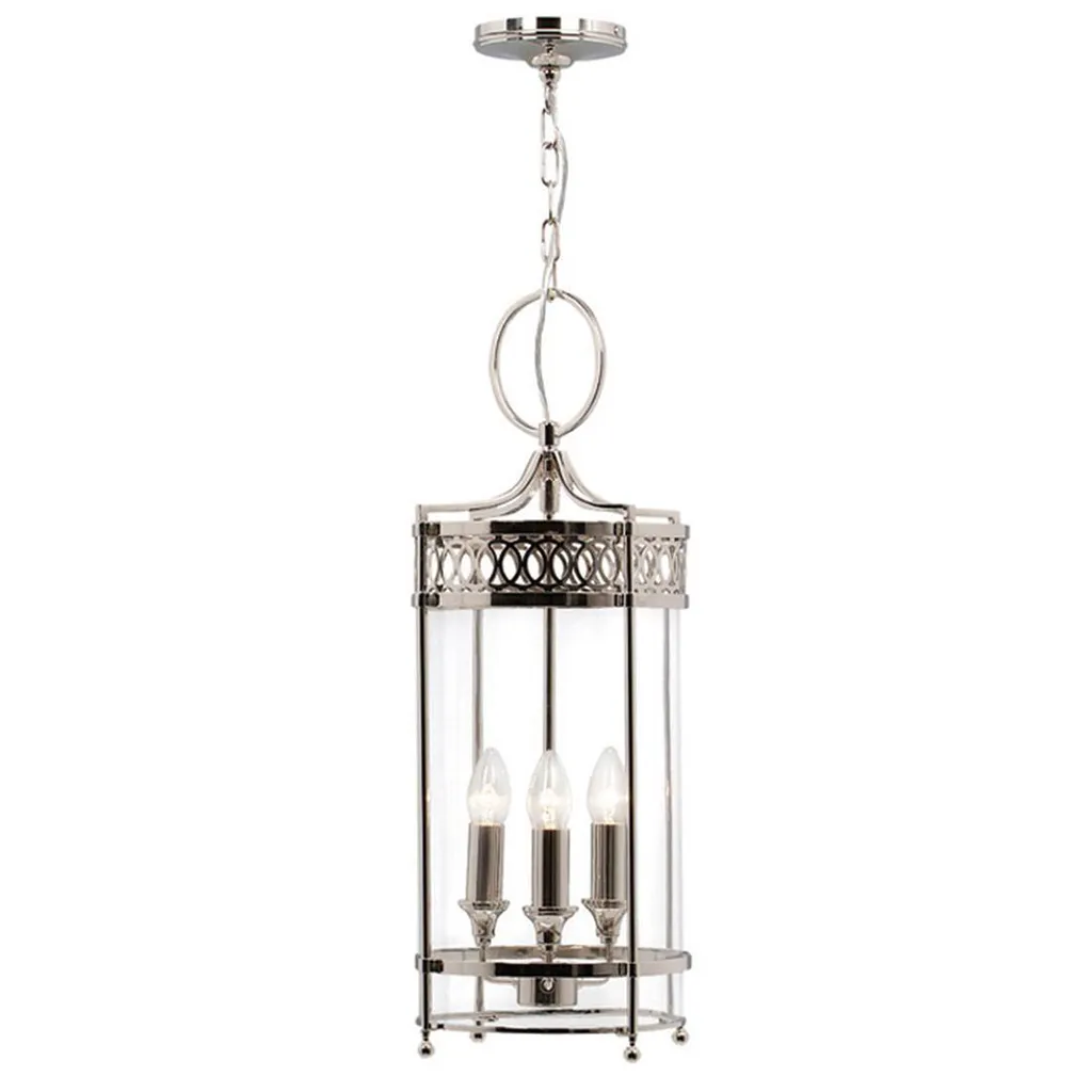 Suspension Triple Lampe Guildhall en Métal Nickel Poli 3 x 60W Elstead