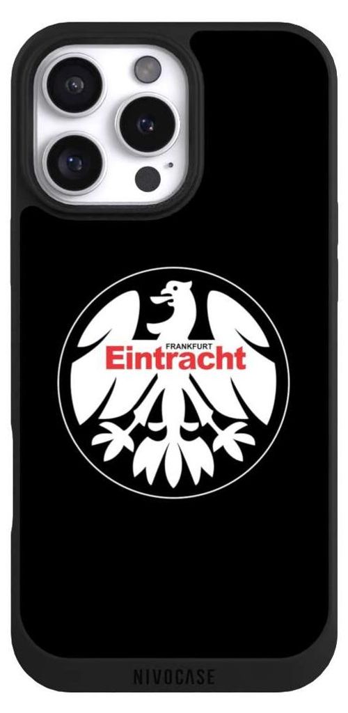 NIVOCASE Handyhülle für Apple iPhone 16 Pro Max Hülle NIVOpure Case Schwarz Eintracht Frankfurt Offizielles Lizenzprodukt SGE