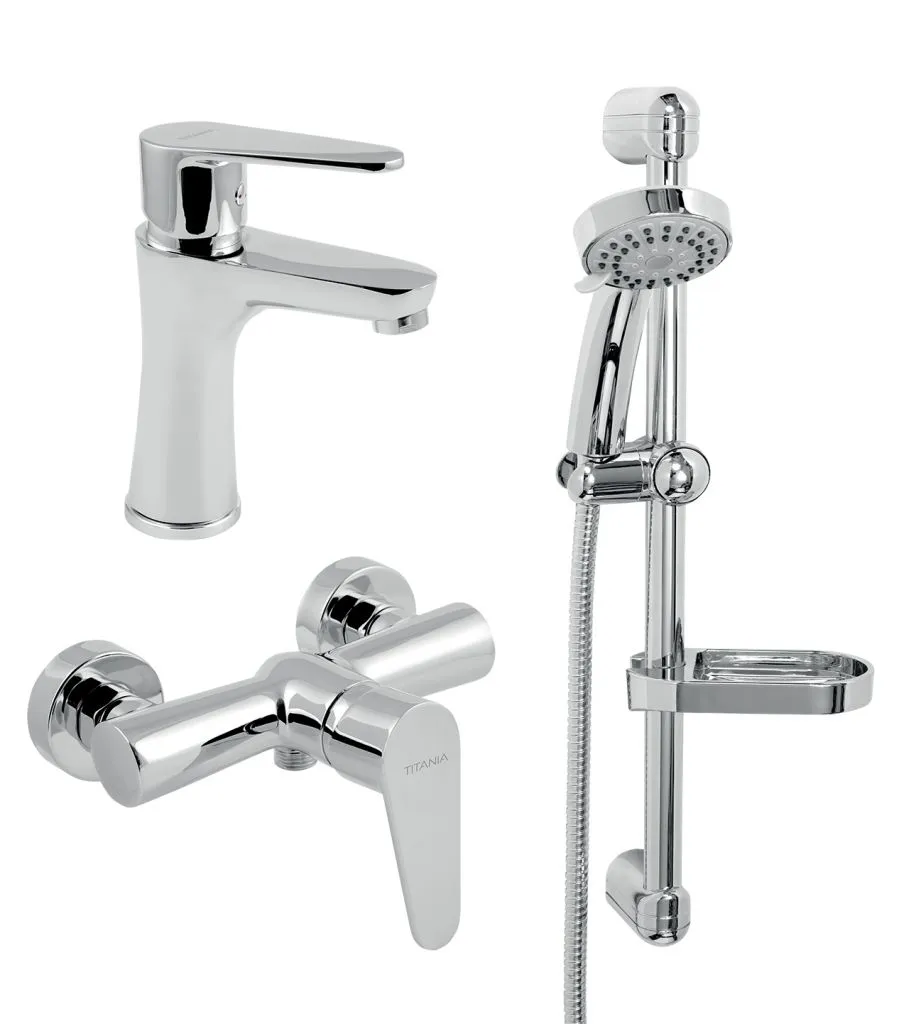 Novaservis Titania Fresh - Set di miscelatori per lavabo e doccia con accessori, cromo SADA96061