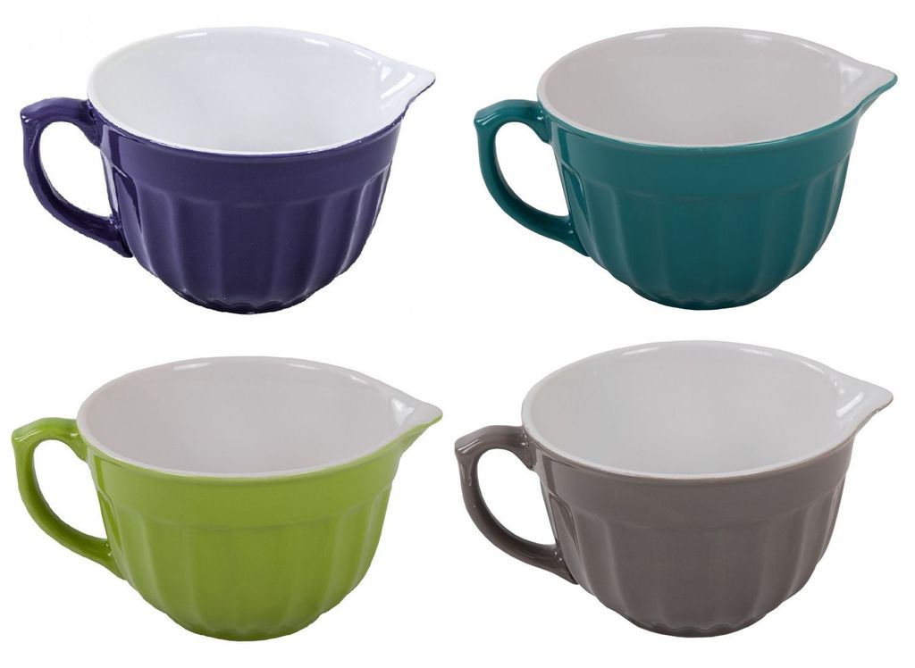 Keramik Rührschüssel Teigschüssel Servierschüssel Salatschüssel Backschüssel neu, Farbe:lila