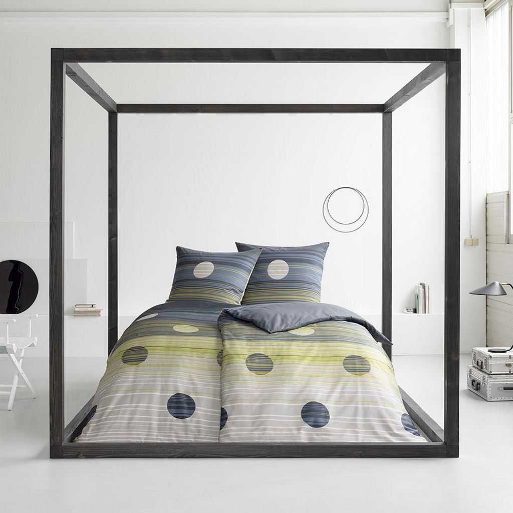 ESTELLA Impulse Mako-Satin Bettwäsche-Garnitur BAILEY Farbe petrol Größe 135x200 + 80x80 cm