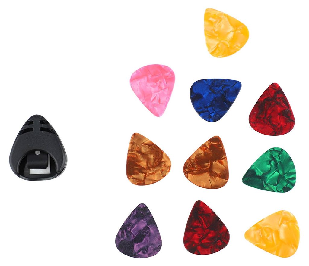 10-teiliges Gitarrenplektrum- und Plektrumhalter-Set, tragbares Basszubehör