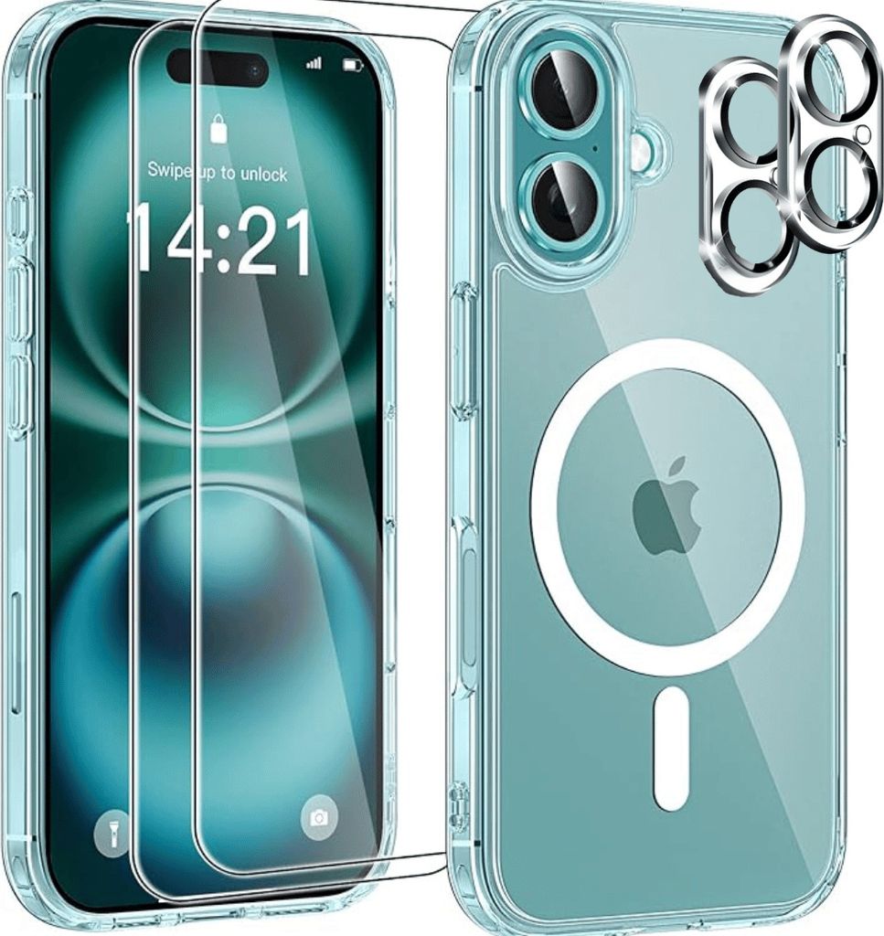 Hülle für iPhone 16 Plus MagSafe 2X Schutzglas 2X Kameraschutz Panzerglas Silikon 9H