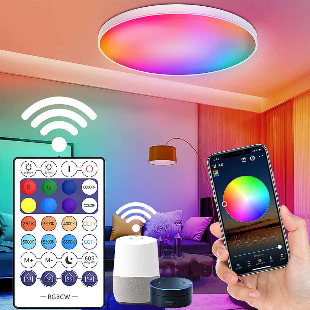 Bluetooth Lautsprecher LED Musik Deckenleuchte RGB Dimmbar smart Leuchte Lampe 