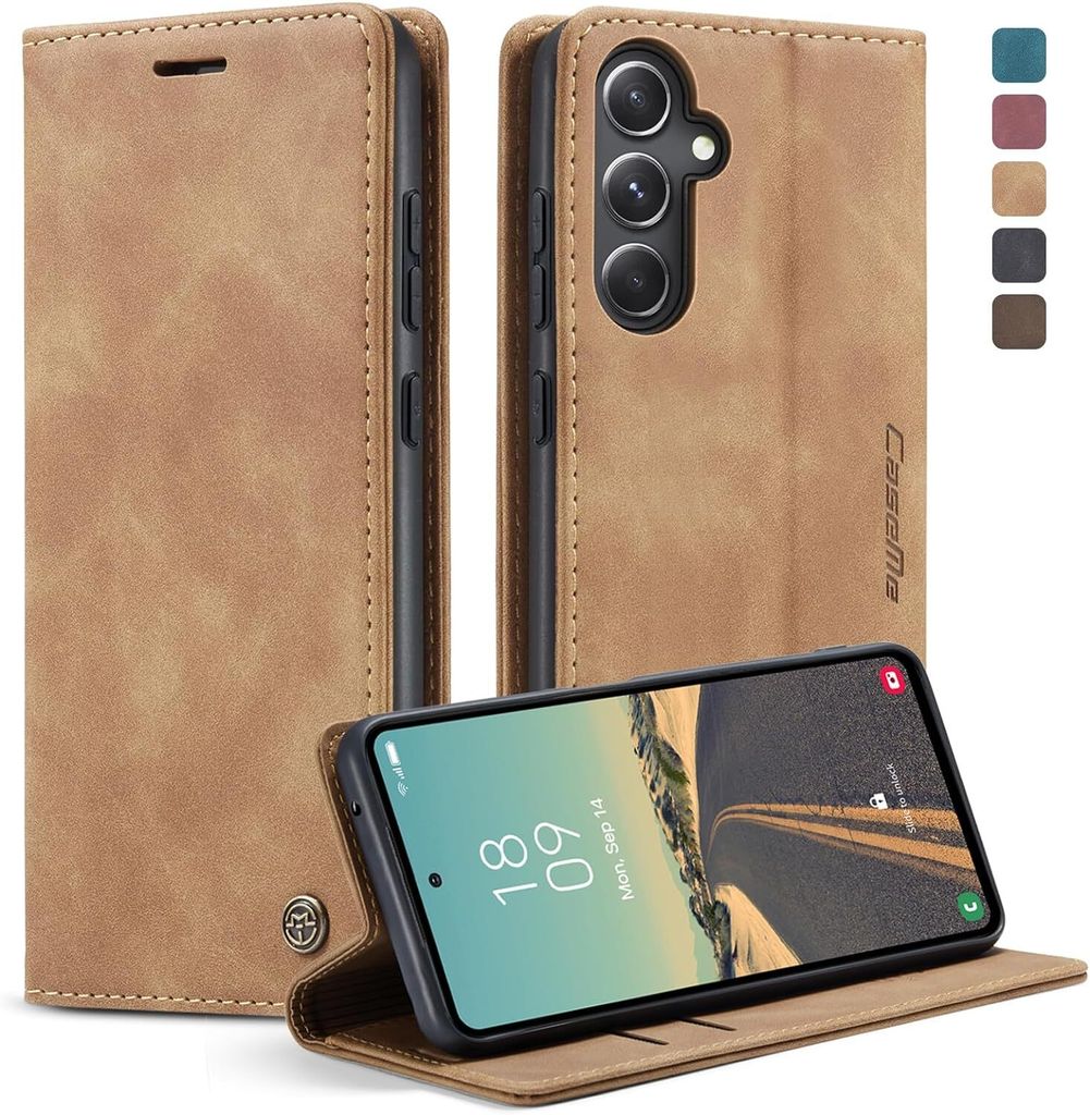 Hülle Samsung Galaxy S24 FE Handyhülle Klapphülle Tasche Etui Flip Case Hellbraun