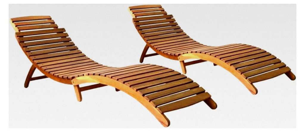 2 Stück Akazienholz Sonnenliege Klappbar Gartenliege Liegestuhl Holzliege Relaxliege Gartenmöbel