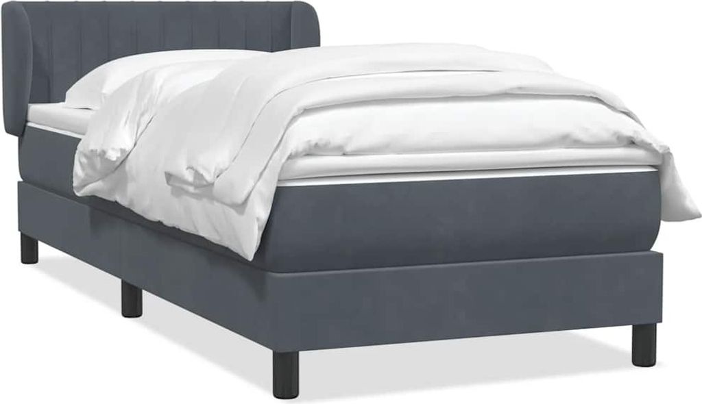 Boxspringbett mit Matratze Dunkelgrau 90x220 cm Samt