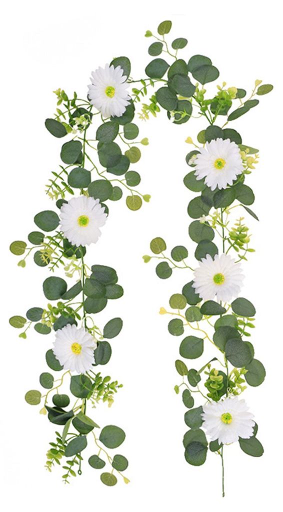 Künstliche Eukalyptusgirlande mit Blüten, künstliches Grün, Tischdekoration für Hochzeiten, Partys, Zeremonien, Hintergrund, Bogendekoration