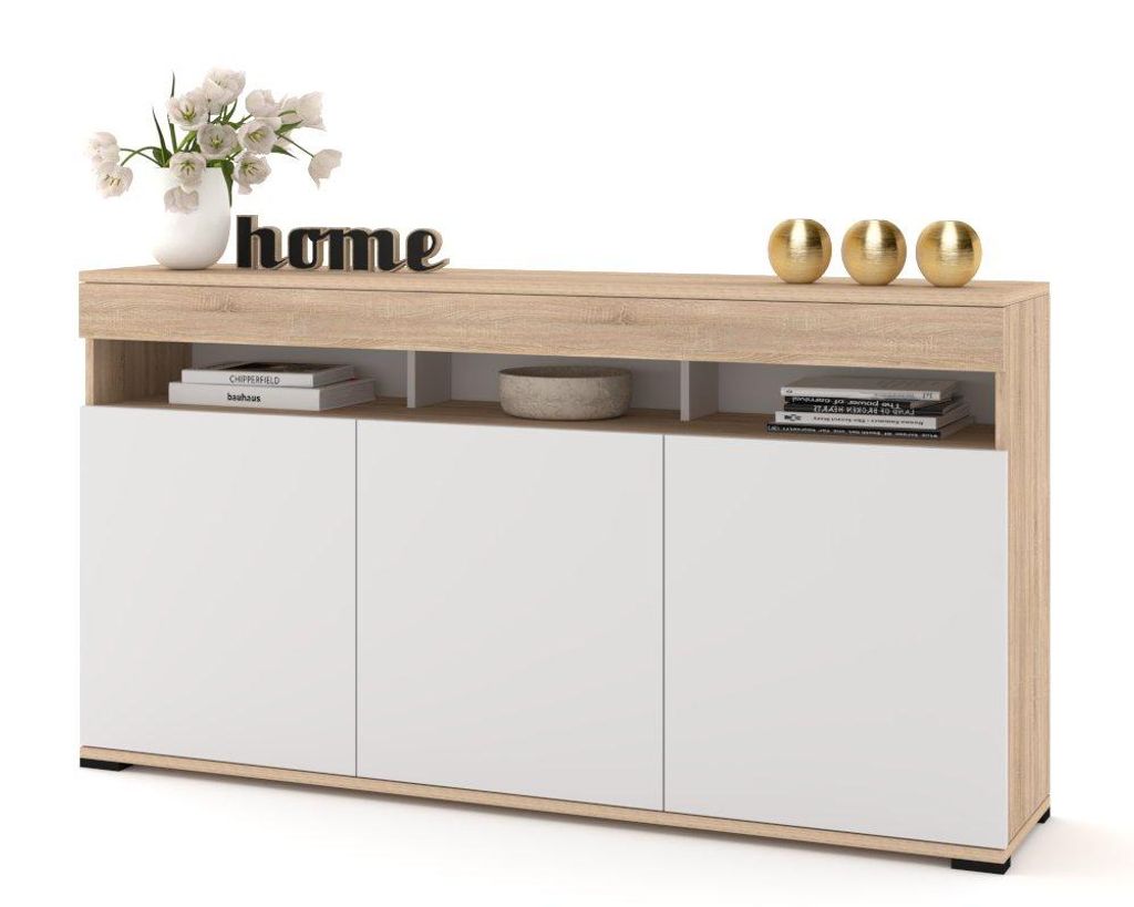 Große Kommode Fernsehschrank LUNA 3D Golden Sonoma Produktbild 