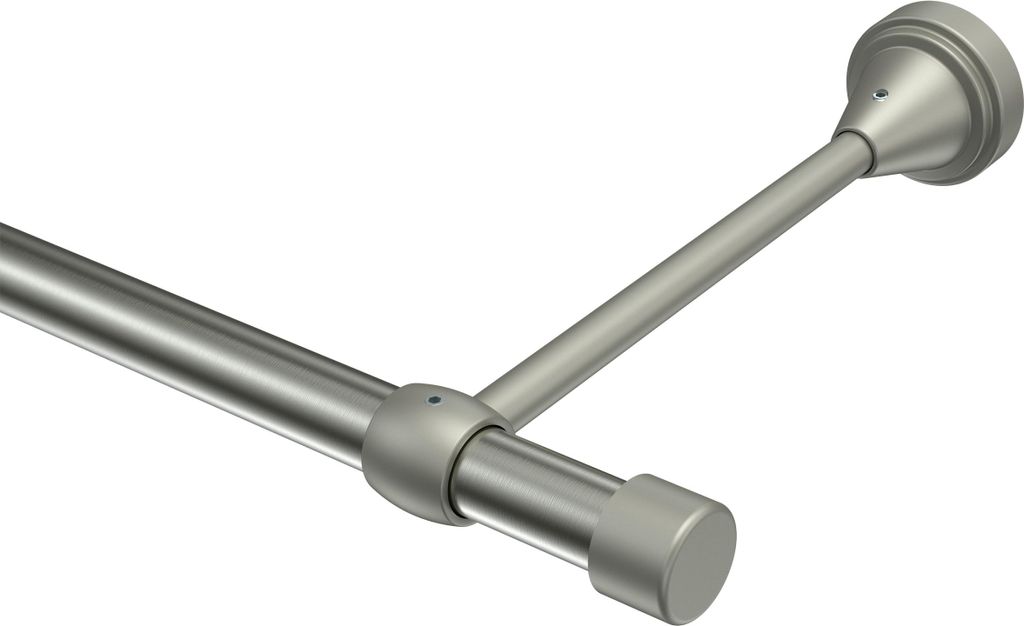 Interdeco Gardinenstange / Vorhangstange Edelstahl-Optik / Chrom matt, Typ Primus Lucan (Kappe), 16 mm Ø 1-läufig, 440 cm