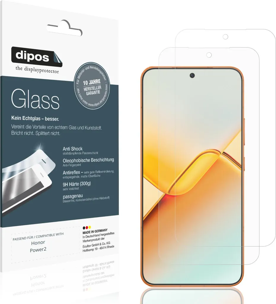2x Pellicola Protettiva per Honor Power2 Protezione opaco Vetro Flessibile 9H dipos