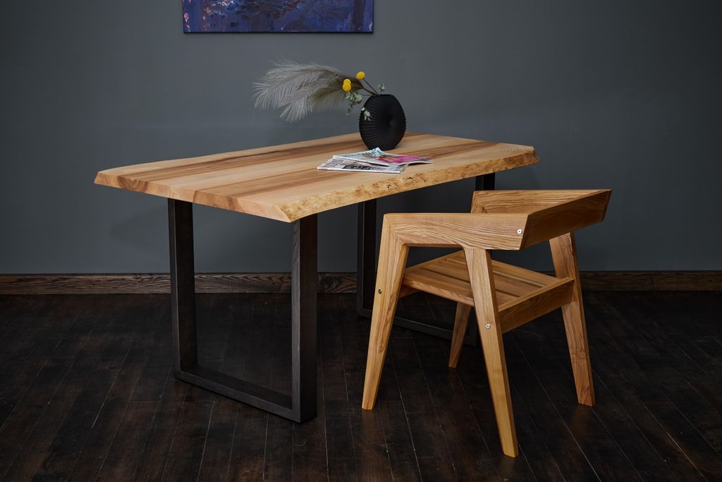 tømmermann Baumkantentisch Esszimmertisch Massivholz Esstisch Holz Massiv Schreibtisch 150x74 Küchentisch Holztisch Esche Esszimmer Tisch Dining ...