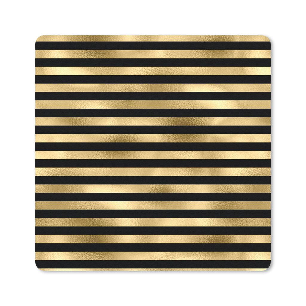 MuchoWow Mauspad Mousepad Muster - Schwarz - Gold 20x20 cm - Mousepads - Maus Mat - Pad - Mausunterlage - Desk Mat - Bureauartikeln