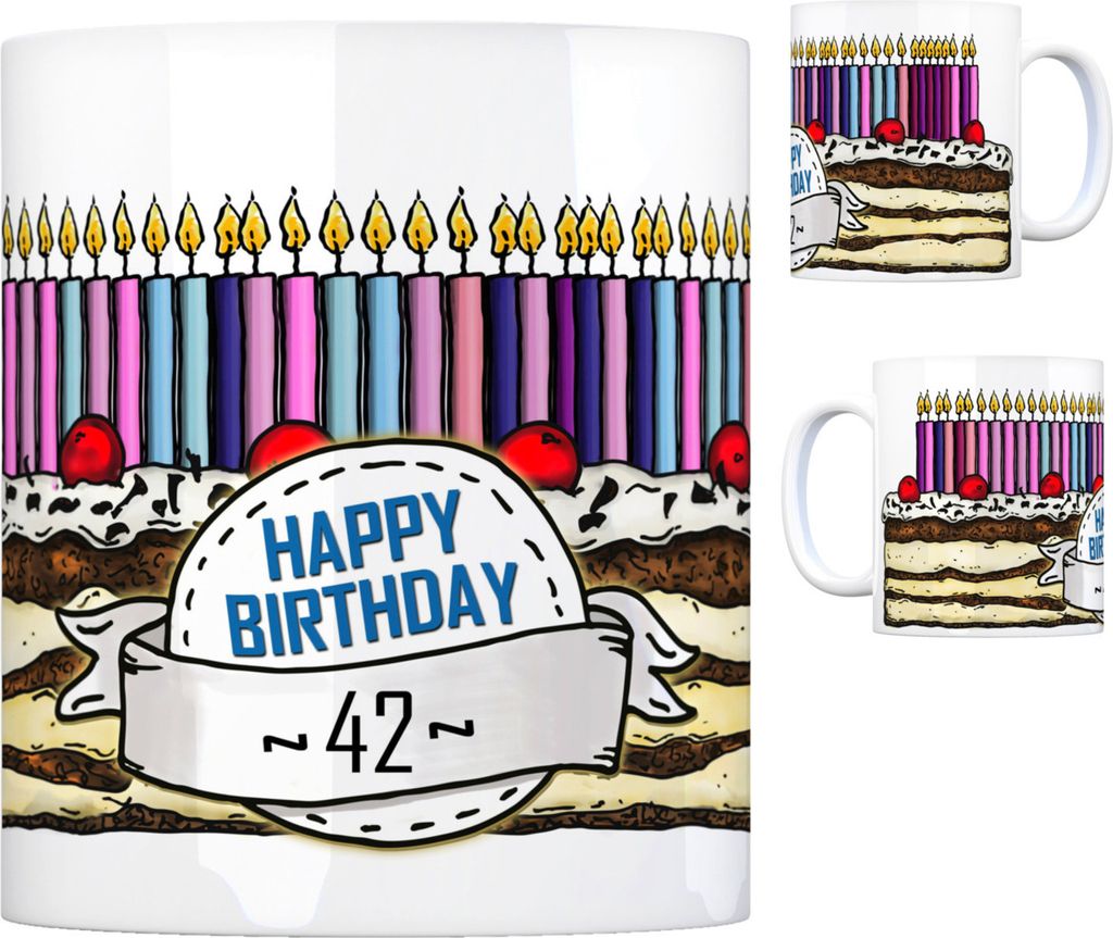 Geburtstagstorte Kaffeebecher zum 42. Geburtstag mit 42 Kerzen Tasse Becher mug