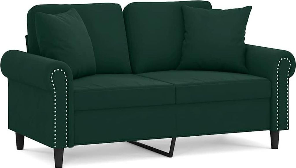 vidaXL 2-Sitzer-Sofa mit Zierkissen Dunkelgrün 120 cm Samt
