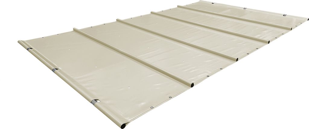 SafeDeluxe PREMIUM Poolplane Rollschutzabdeckung aus LKW Plane ohne Stangen (5m x 5m, Beige RAL1014) Stangenabdeckung Sicherheitsabdeckung Poola...