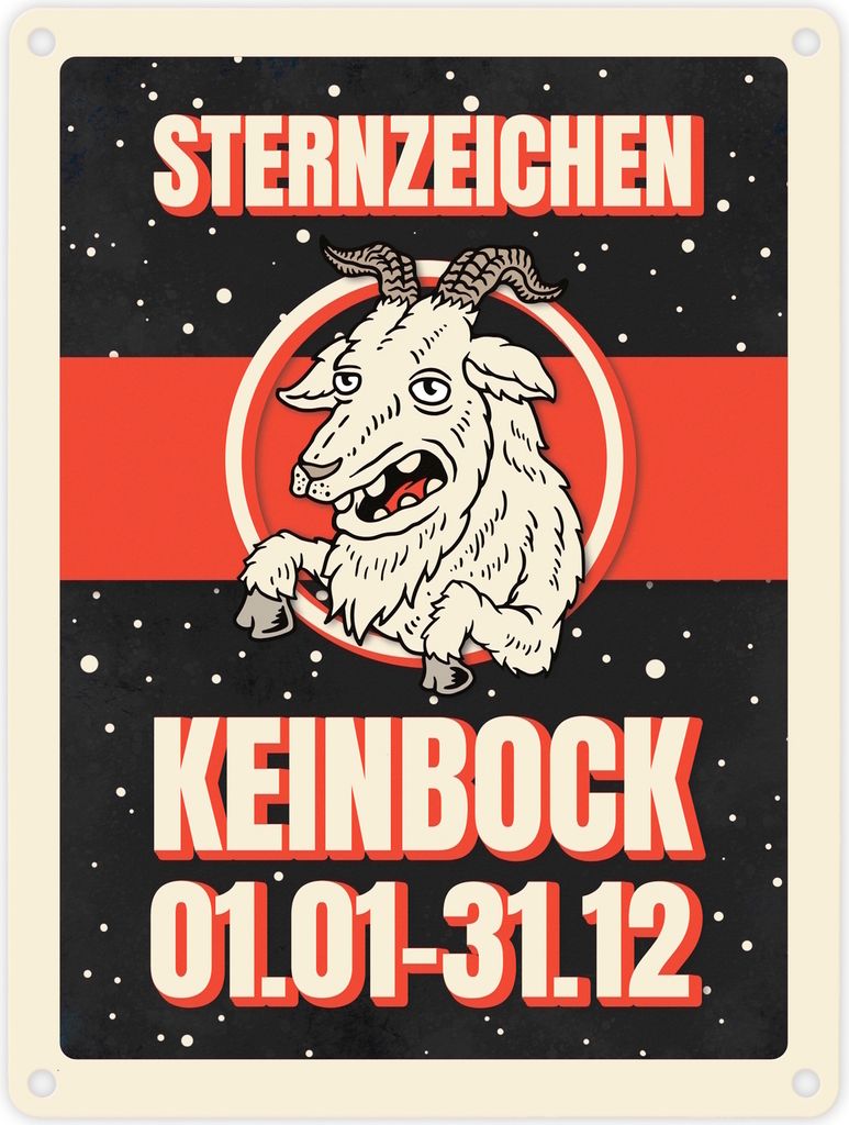 Sternzeichen Keinbock Metallschild in grau Horoskop Sterne Astrologie Jahr Stern