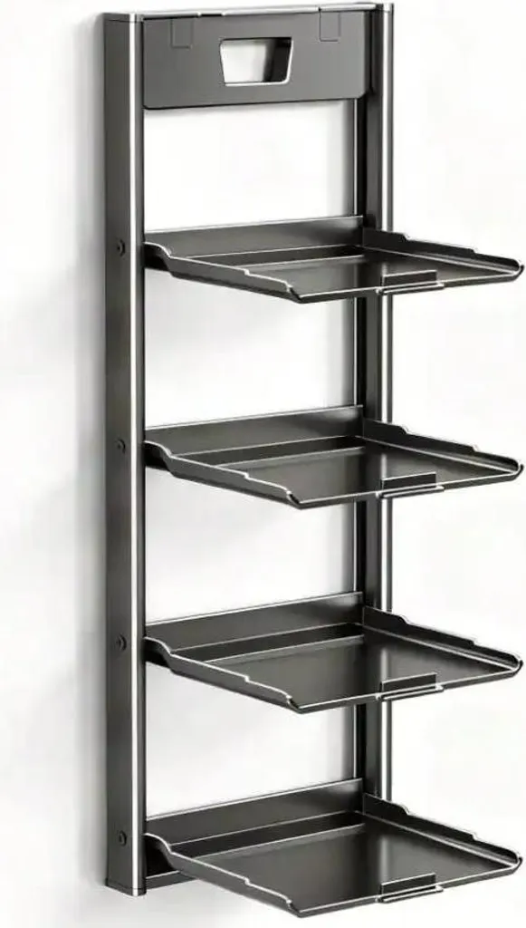 Portaspezie Metallo 4 Livelli Grigio - Organizer Cucina Pieghevole Salvaspazio
