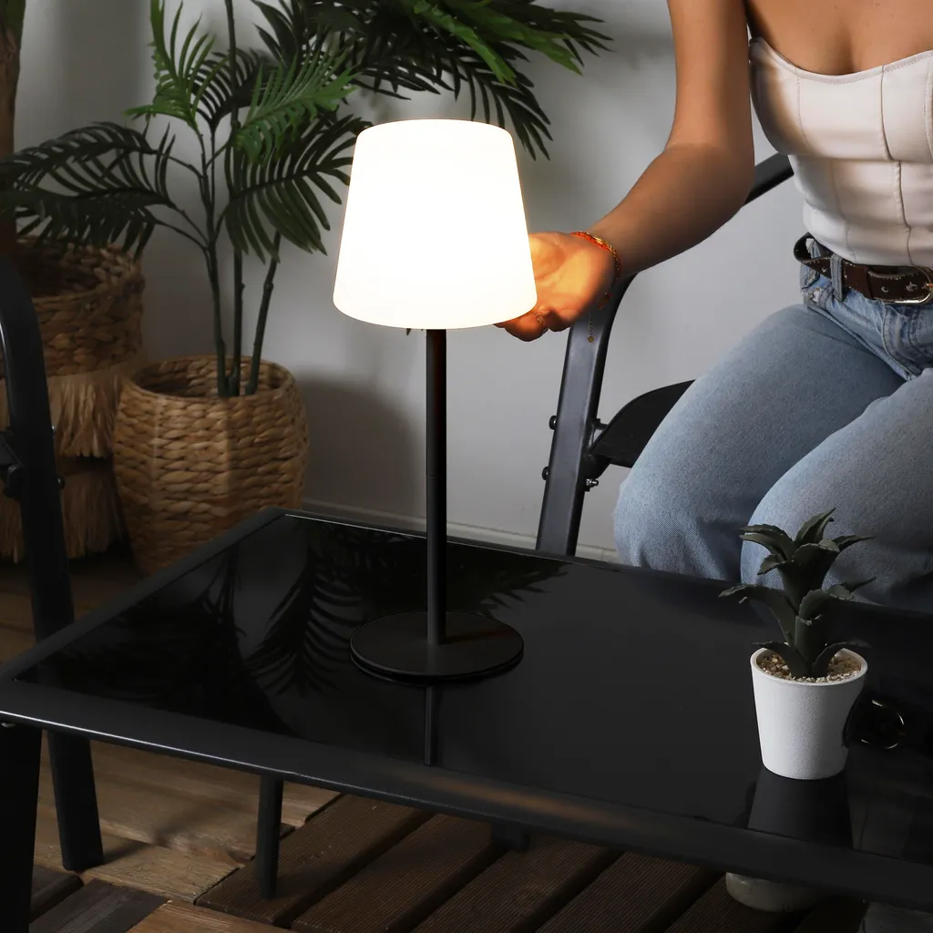 Lampe de Table Sans Fil Extérieur et Intérieur IP65 Noir 40 cm