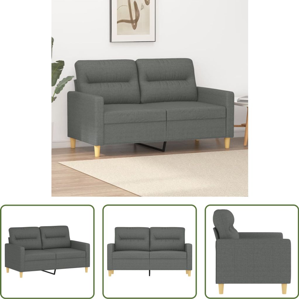 The Living Store 2-Sitzer-Sofa Dunkelgrau 120 cm Stoff